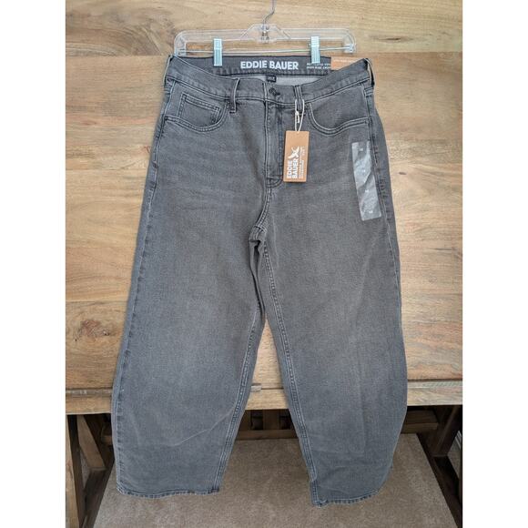Eddie Bauer Jeans Womens 12 Gray Crop Authentic Voyager High Rise Straight NWT - Picture 1 of 3